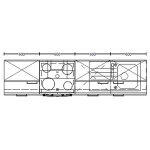 Küchenzeile High-Line Flash Kombi C Hellgrau - Breite: 240 cm - Ausrichtung links - Ohne Elektrogeräte