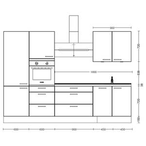 Küchenzeile High-Line Flash Kombi D Hellgrau - Breite: 300 cm - Ausrichtung links - Ohne Elektrogeräte