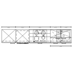 Küchenzeile High-Line Flash Kombi D Hellgrau - Breite: 300 cm - Ausrichtung links - Ohne Elektrogeräte