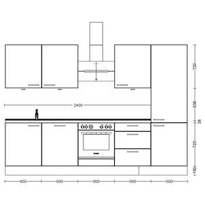 Küchenzeile High-Line Flash Kombi C Hellgrau - Breite: 300 cm - Ausrichtung rechts - Ohne Elektrogeräte