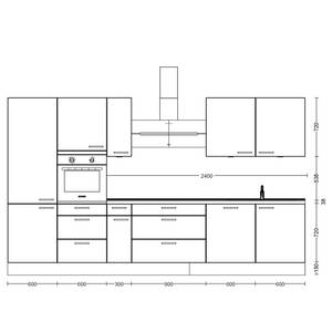 Küchenzeile High-Line Flash Kombi D Hellgrau - Breite: 360 cm - Ausrichtung links - Ohne Elektrogeräte