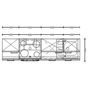 Küchenzeile High-Line Riva Kombi B Weißbeton Dekor - Breite: 210 cm - Ausrichtung links - Mit Elektrogeräten