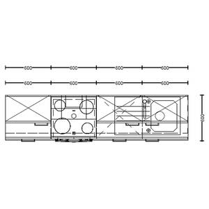 Küchenzeile High-Line Riva Kombi C Weißbeton Dekor - Breite: 240 cm - Ausrichtung links - Ohne Elektrogeräte