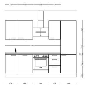 Küchenzeile High-Line Riva Kombi B Weißbeton Dekor - Breite: 270 cm - Ausrichtung rechts - Ohne Elektrogeräte