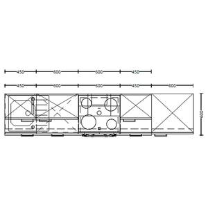 Küchenzeile High-Line Riva Kombi B Weißbeton Dekor - Breite: 270 cm - Ausrichtung rechts - Ohne Elektrogeräte