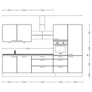 Küchenzeile High-Line Riva Kombi D Weißbeton Dekor - Breite: 330 cm - Ausrichtung rechts - Ohne Elektrogeräte