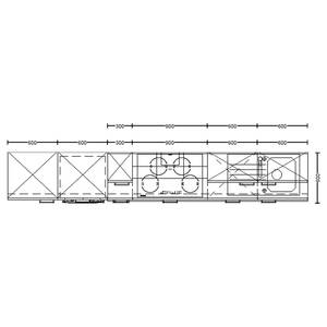 Küchenzeile High-Line Riva Kombi D Weißbeton Dekor - Breite: 360 cm - Ausrichtung links - Ohne Elektrogeräte