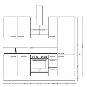 Küchenzeile High-Line Easytouch Kombi A Dunkelgrün - Breite: 240 cm - Ausrichtung rechts - Ohne Elektrogeräte