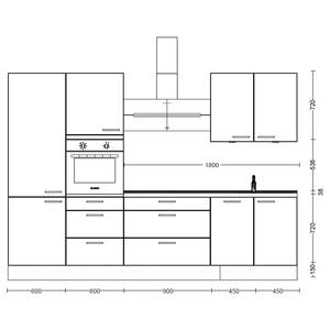 Küchenzeile High-Line Easytouch Kombi D Dunkelgrün - Breite: 300 cm - Ausrichtung links - Ohne Elektrogeräte