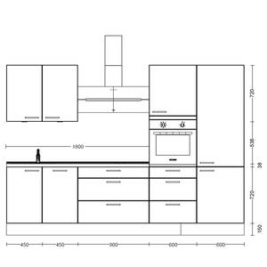 Küchenzeile High-Line Easytouch Kombi D Dunkelgrün - Breite: 300 cm - Ausrichtung rechts - Ohne Elektrogeräte