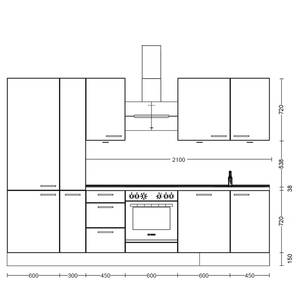 Küchenzeile High-Line Easytouch Kombi B Dunkelgrün - Breite: 300 cm - Ausrichtung links - Ohne Elektrogeräte