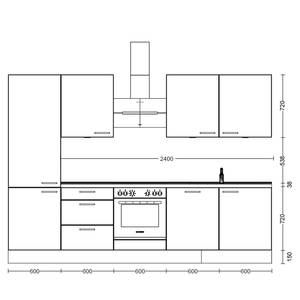 Küchenzeile High-Line Easytouch Kombi C Dunkelgrün - Breite: 300 cm - Ausrichtung links - Ohne Elektrogeräte