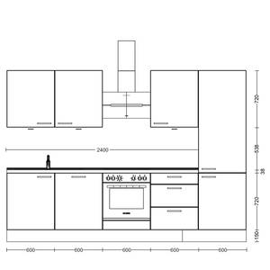 Küchenzeile High-Line Easytouch Kombi C Dunkelgrün - Breite: 300 cm - Ausrichtung rechts - Ohne Elektrogeräte