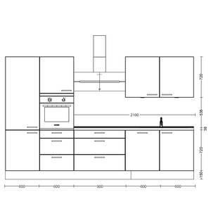 Küchenzeile High-Line Easytouch Kombi D Dunkelgrün - Breite: 330 cm - Ausrichtung links - Ohne Elektrogeräte