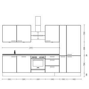 Küchenzeile High-Line Easytouch Kombi C Dunkelgrün - Breite: 330 cm - Ausrichtung rechts - Ohne Elektrogeräte