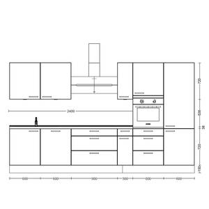 Küchenzeile High-Line Easytouch Kombi D Dunkelgrün - Breite: 360 cm - Ausrichtung rechts - Ohne Elektrogeräte