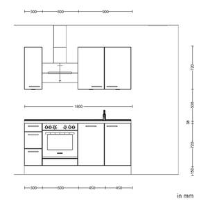 Küchenzeile High-Line Easytouch Kombi A Dunkelblau - Breite: 180 cm - Ausrichtung links - Ohne Elektrogeräte