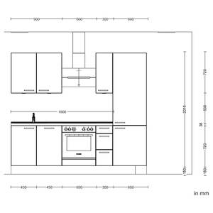 Küchenzeile High-Line Easytouch Kombi A Dunkelblau - Breite: 240 cm - Ausrichtung rechts - Ohne Elektrogeräte