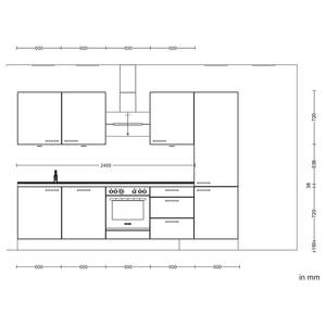 Küchenzeile High-Line Easytouch Kombi C Dunkelrot - Breite: 300 cm - Ausrichtung rechts - Ohne Elektrogeräte