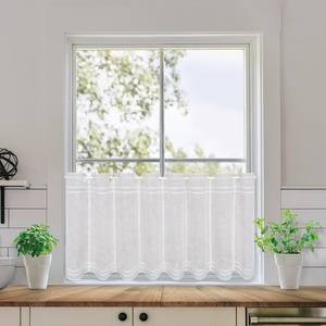 Rideau court Anika Polyester / Lin - Blanc - 145 x 45 cm