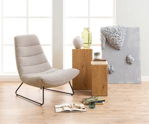 Loungefauteuil Kelss bouclé/ijzer - beige/zwart