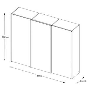 Schwebetürenschrank Sinfonie Plus Typ D Eiche Sonoma Dekor - 280 x 222 cm - Basic - Grau