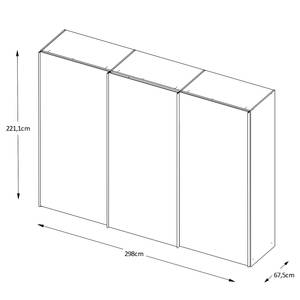 Schwebetürenschrank Sinfonie Plus Typ D Eiche Artisan Dekor - 298 x 222 cm - Classic - Grau