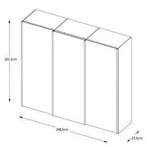 Schwebetürenschrank Sinfonie Plus Typ D Eiche Artisan Dekor - 249 x 222 cm - Comfort - Grau