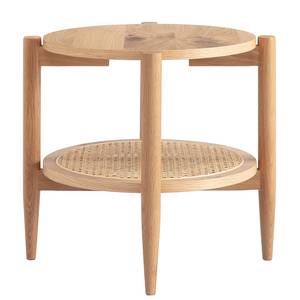 Beistelltisch Legga Echtholzfurnier / Rattan - Asteiche / Beige