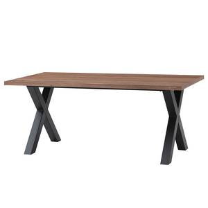 Eettafel Legga type D fineer van echt hout/metaal - Walnoothouten - Breedte: 180 cm