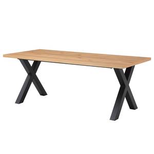 Eettafel Legga type D fineer van echt hout/metaal - Knoestige eikenhouten - Breedte: 200 cm