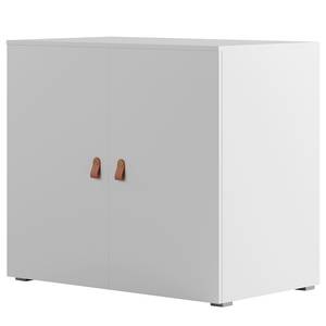 Élément d’armoire mi-hauteur Nikko 80 cm Blanc alpin - Poignée en cuir