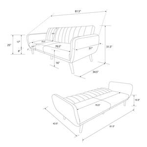 Canapé convertible Felixa Tissu Lenja: Gris foncé