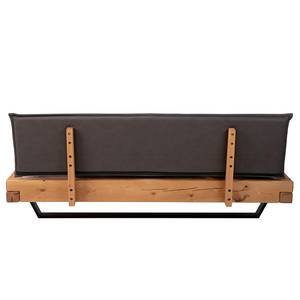 Houten bed Galmoy kunstleer/massief sparrenhout - zwart/amberkleurig sparrenhout - 180 x 200cm