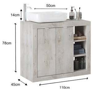 Salle de bain Basic C - 2 éléments Avec éclairage inclus  - Imitation pin blanc