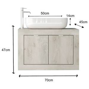 Salle de bain Basic A - 3 éléments Avec éclairage inclus  - Imitation pin blanc