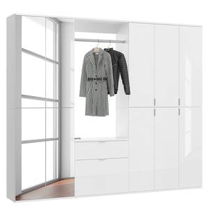 Garderobeset Idom 5-delig combi C hoogglans wit/mat wit - Wit - Breedte: 213 cm - 4 spiegeldeuren