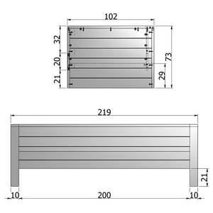 Letto Mastrup Legno di pino massello - 90 x 200 cm - Color grigio pallido