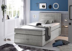 Boxspring Harvi inc. topper en opbergruimte - geweven stof - Microvezel Sole: Lichtgrijs - 120 x 200cm