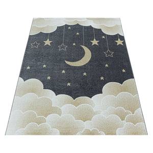 Kinderzimmerteppich Mond und Sterne Polypropylen - Gelb - 140 x 200 cm - Gelb - 140 x 200 cm