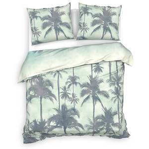 Parure de lit en percale Aurora Bambou / Coton - Bleu - 220 x 200 cm