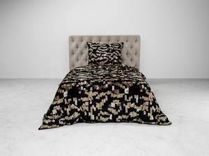 Parure de lit en flanelle Lio Coton - Doré - 220 x 155 cm