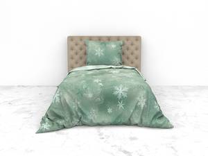 Parure de lit en satin mako Beyla Coton - Vert - 220 x 155 cm