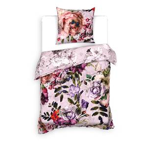 Parure de lit en satin mako Samia Coton - Rose - 220 x 155 cm