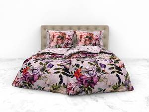 Parure de lit en satin mako Samia Coton - Rose - 220 x 155 cm