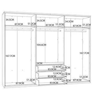 Armoire à portes battantes Dainn Gris mat / Imitation chêne