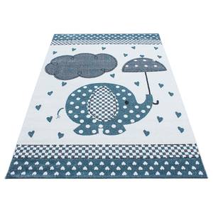 Kindervloerkleed Olifant polypropeen - blauw - 80 x 150 cm - Blauw - 80 x 150 cm