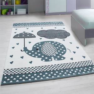 Kindervloerkleed Olifant polypropeen - blauw - 80 x 150 cm - Blauw - 80 x 150 cm