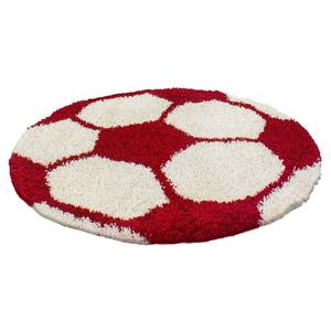 Kindervloerkleed Shaggy Voetbal polypropeen - rood - 100 x 100 cm - Rood - 100 x 100 cm