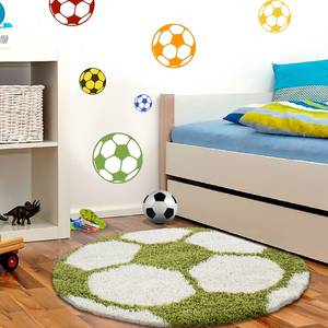 Tapis enfant Shaggy Football Polypropylène - Vert - 100 x 100 cm - Vert - 100 x 100 cm